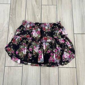 LoveShackFancy Black Floral Skirt